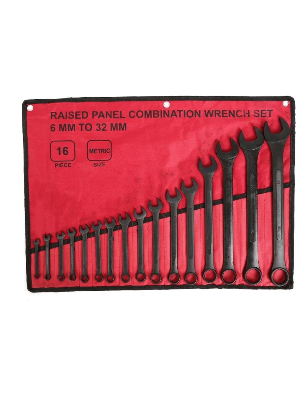 16-Piece Metric Wrench Set 6mm-32mm with Roll-Up Pouch - Durable & Versatile